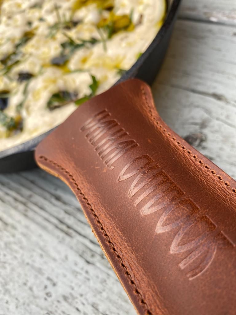 Valhal Outdoor buin BBQ Accessoire Handvatbeschermer Leder met pan