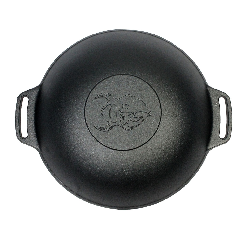 Valhal Outdoor Wokpan Gietijzer met handgrepen - 36 cm - wokpan achterkant