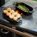 Valhal Outdoor Zwart Dutch Oven Braadpan Gietijzer met Grill Deksel Ovaal 1 liter