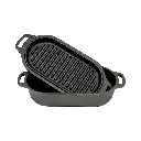 Valhal Outdoor Zwart Dutch Oven Braadpan Gietijzer met Grill Deksel Ovaal 1 liter (1).webp