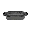 Valhal Outdoor Zwart Dutch Oven Braadpan Gietijzer met Grill Deksel Ovaal 1 liter
