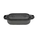 Valhal Outdoor Zwart Dutch Oven Braadpan Gietijzer met Grill Deksel Ovaal 2 liter