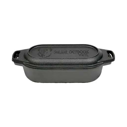 Valhal Outdoor Zwart Dutch Oven Braadpan Gietijzer met Grill Deksel Ovaal 1 liter